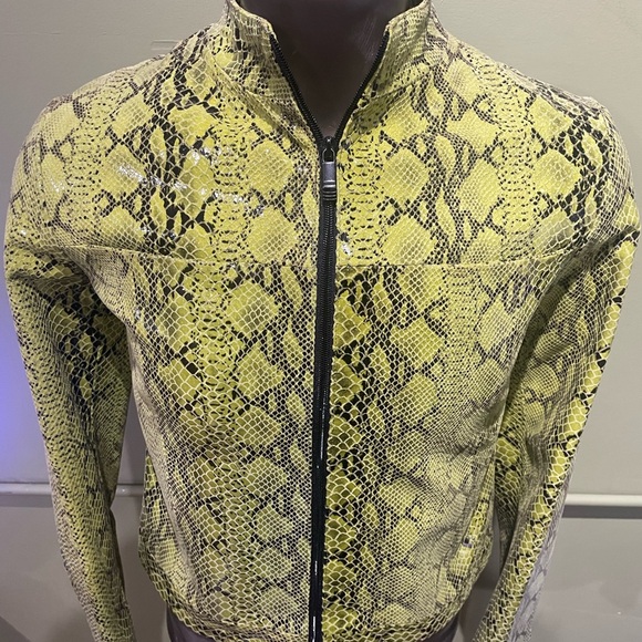 Vera Pelle Women jacket atialan leather green Snake Print Jacket M - Picture 5 of 5